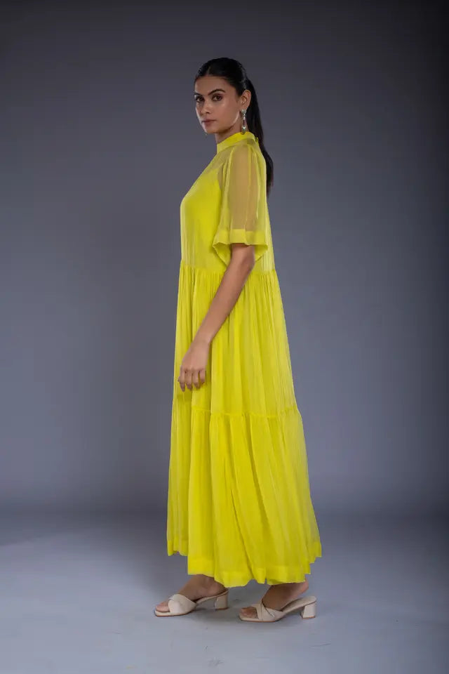 Robe évasée citron vert