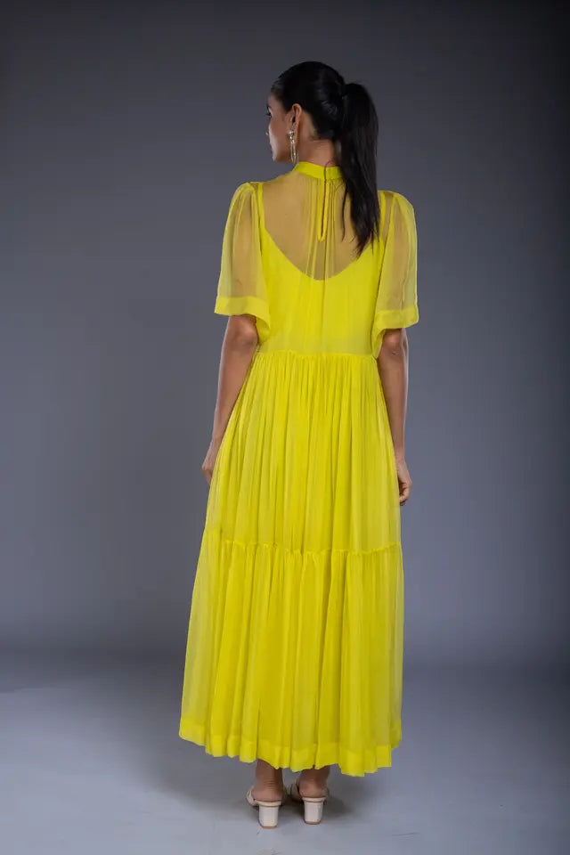 Robe évasée citron vert