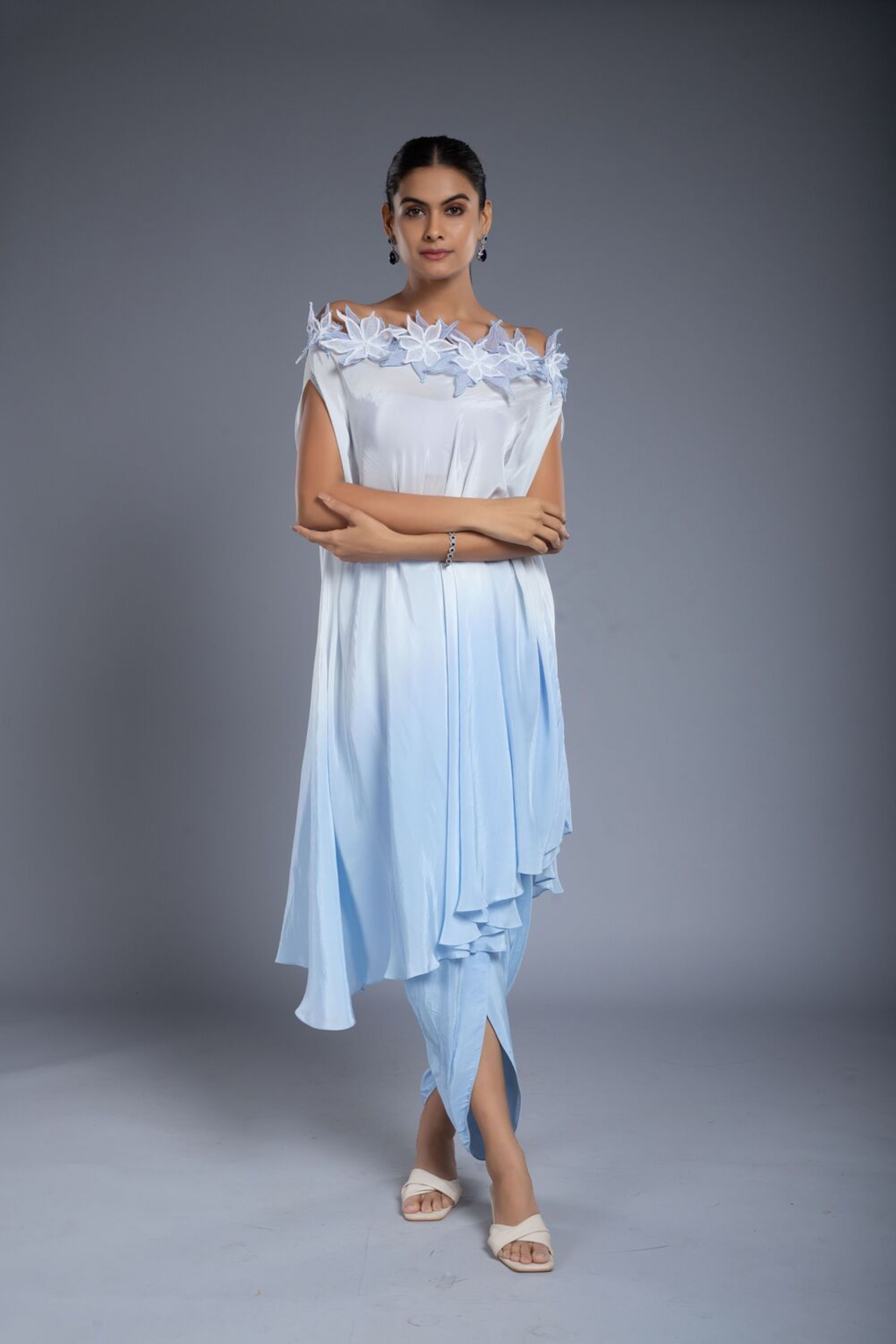 Shaded Blue Drape Dress
