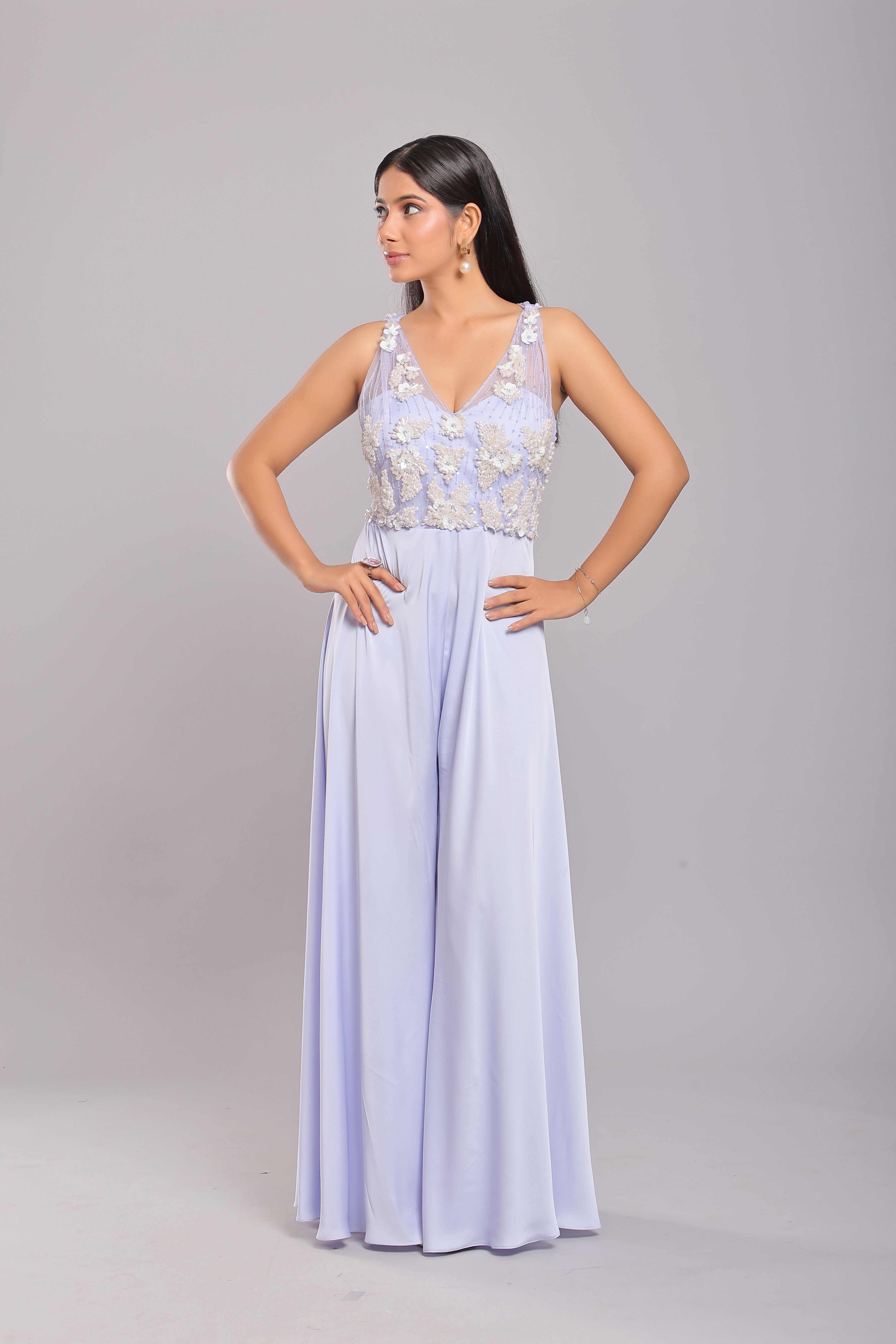 Frosted Ice Blue Elegance Jumpsuit