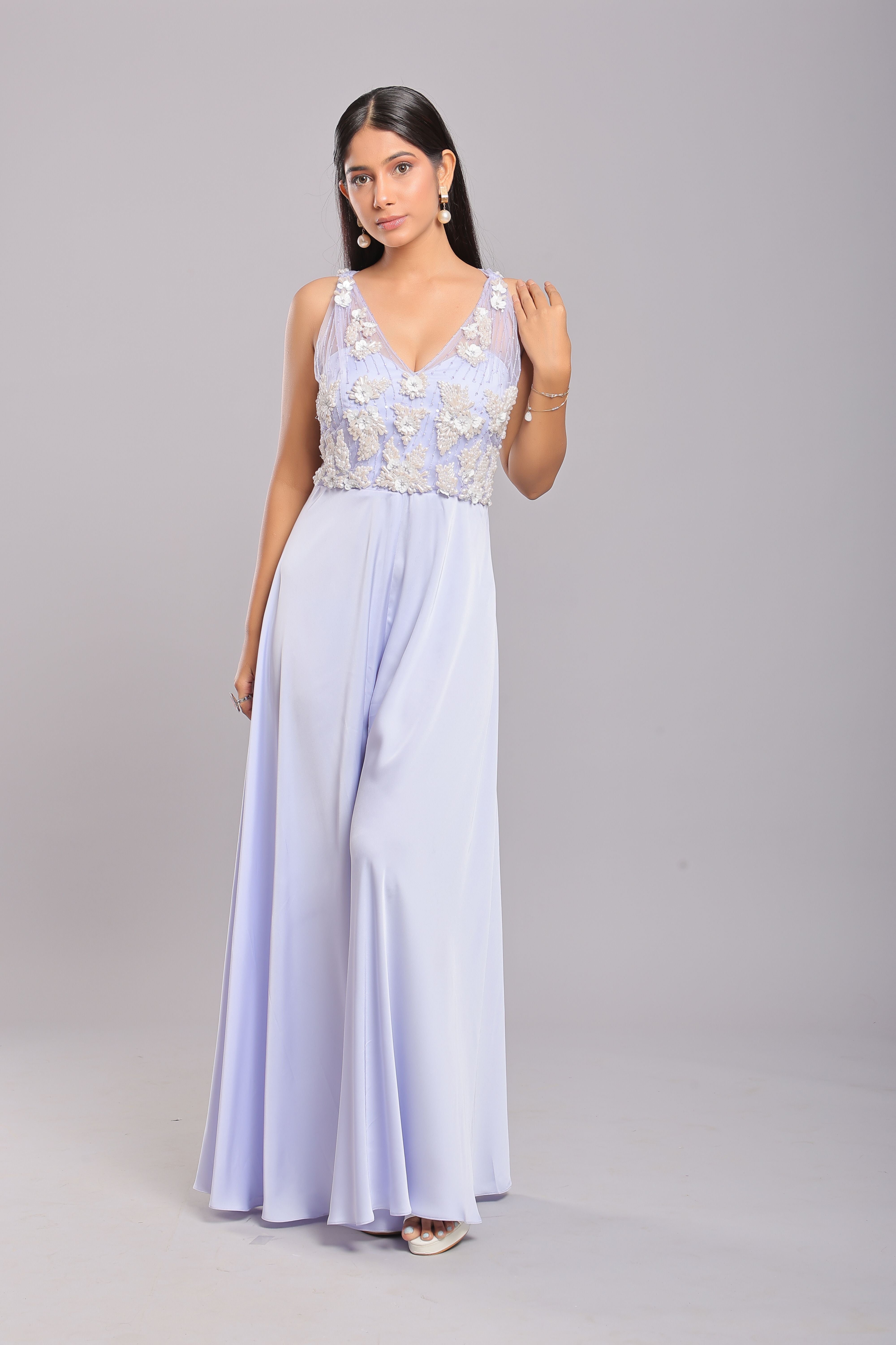 Frosted Ice Blue Elegance Jumpsuit