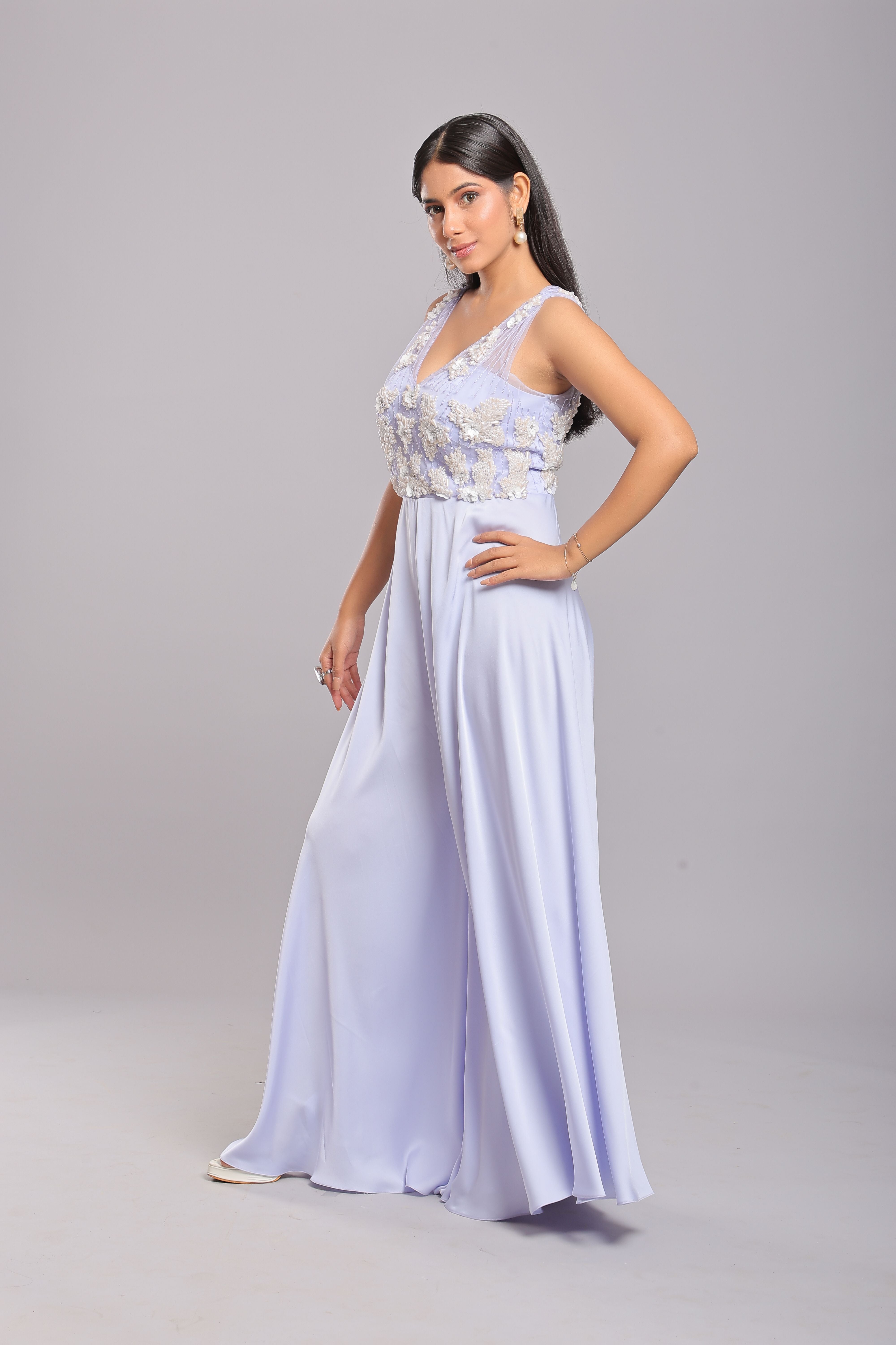 Frosted Ice Blue Elegance Jumpsuit
