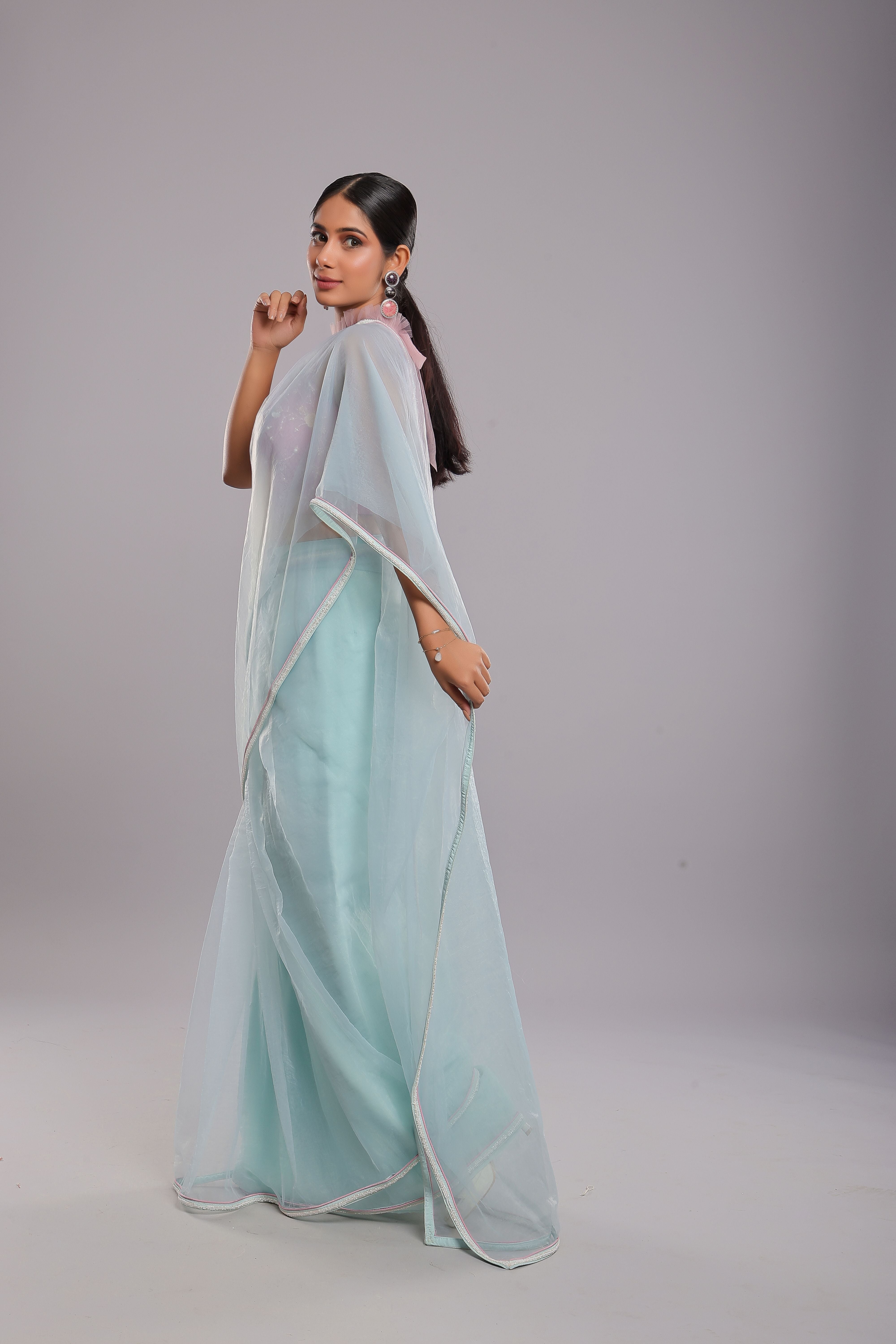 Glacial Beauty Handcrafted Saree Set