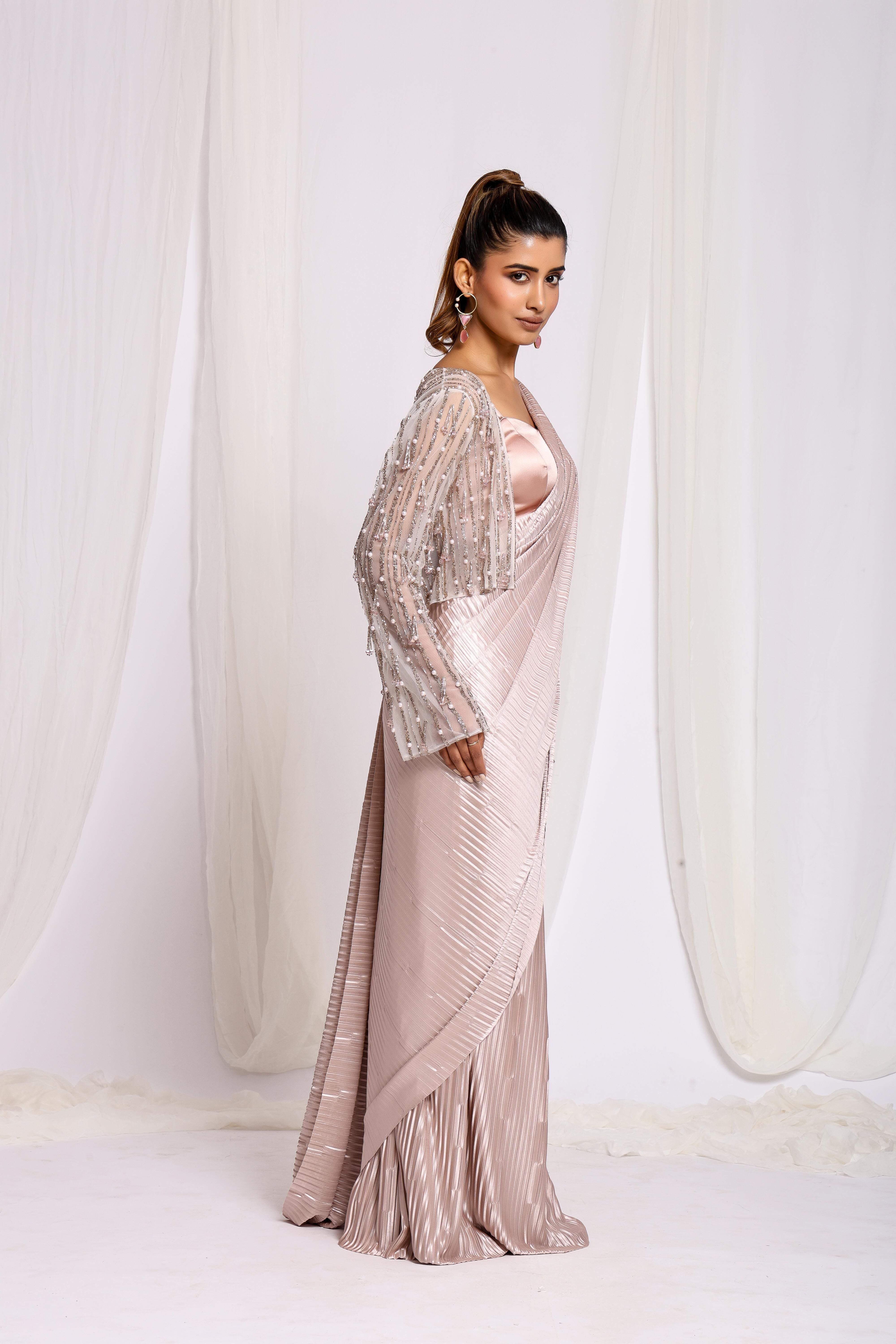Sari de rêve rose poudré