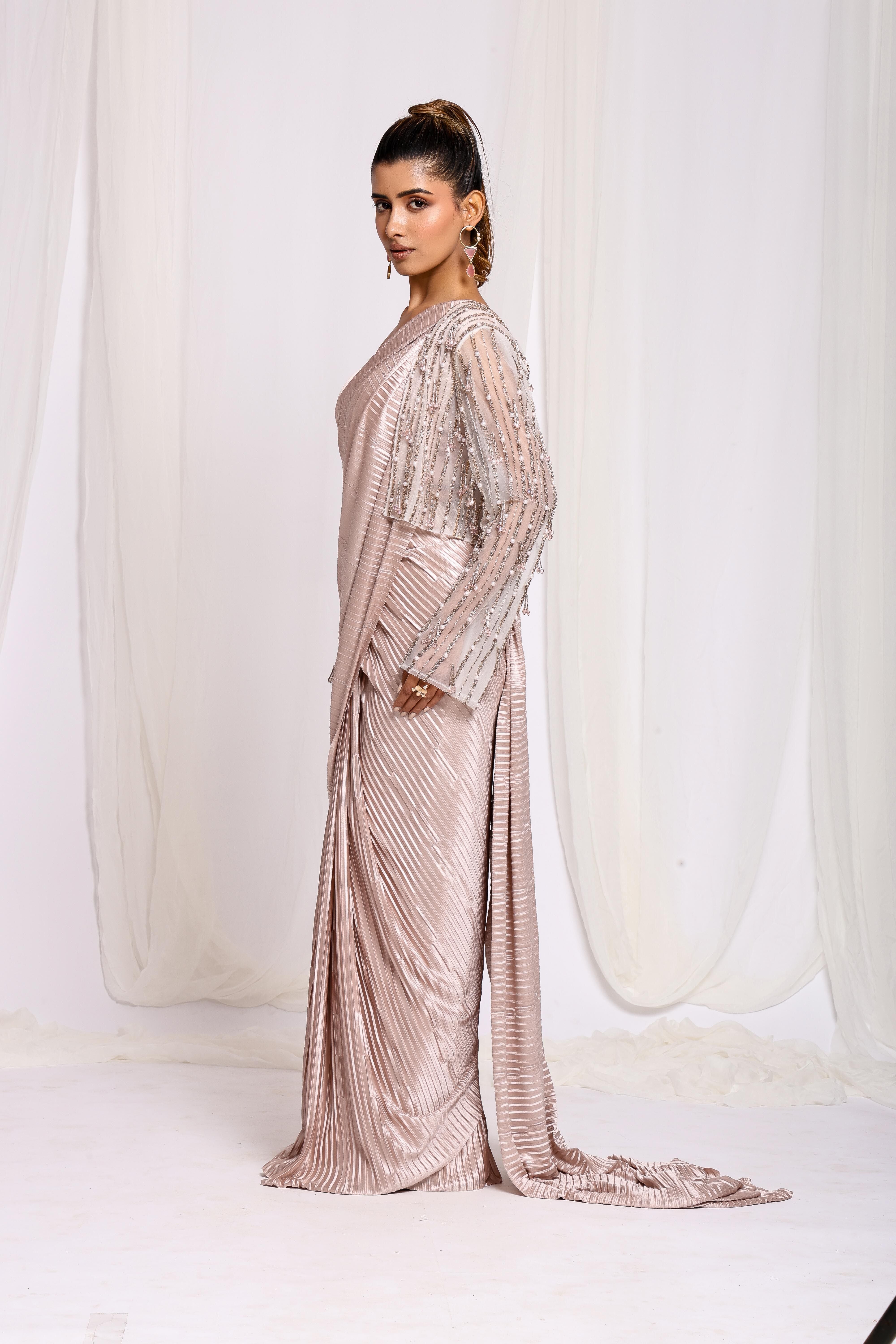 Sari de rêve rose poudré