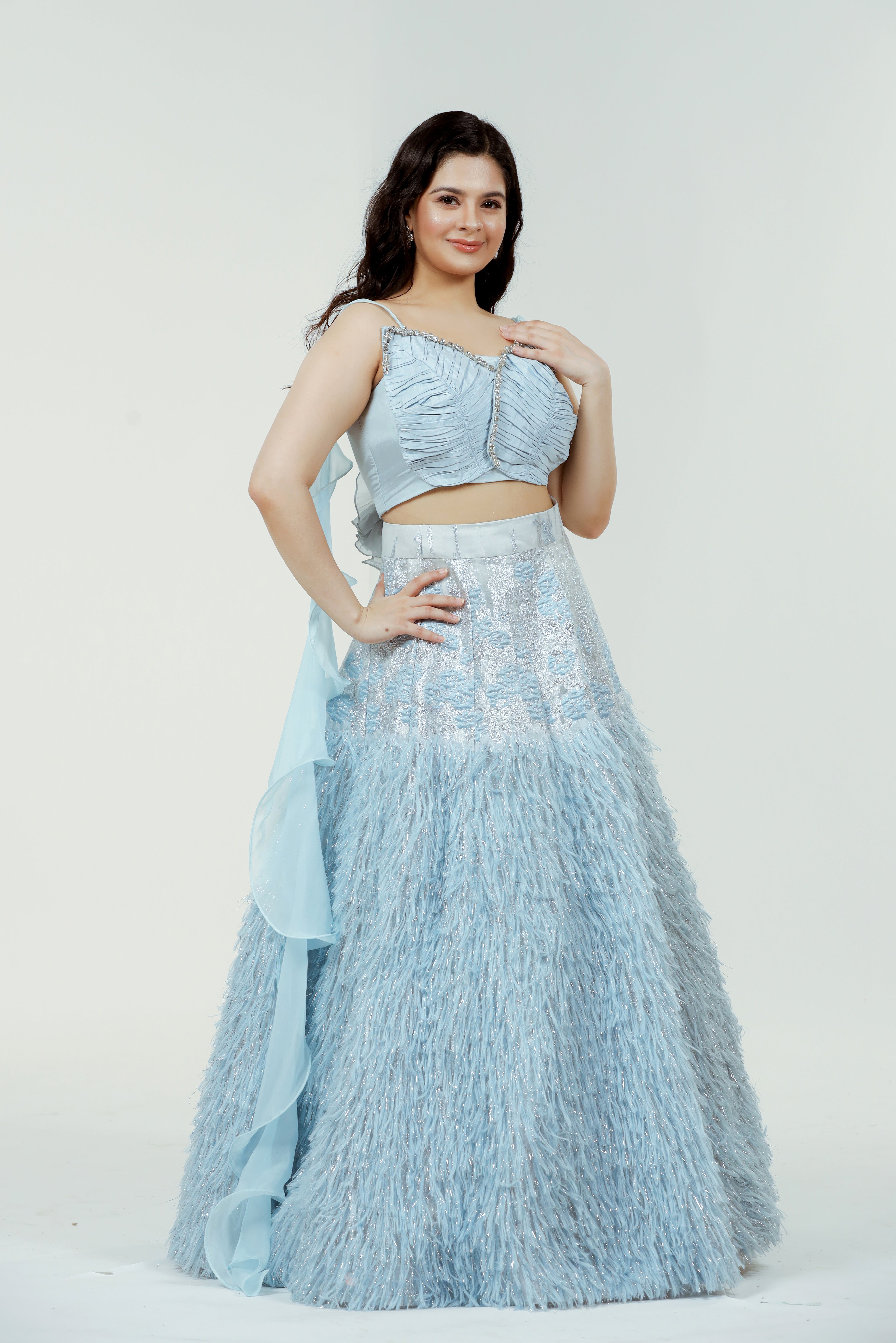 Lehenga de piel jacquard