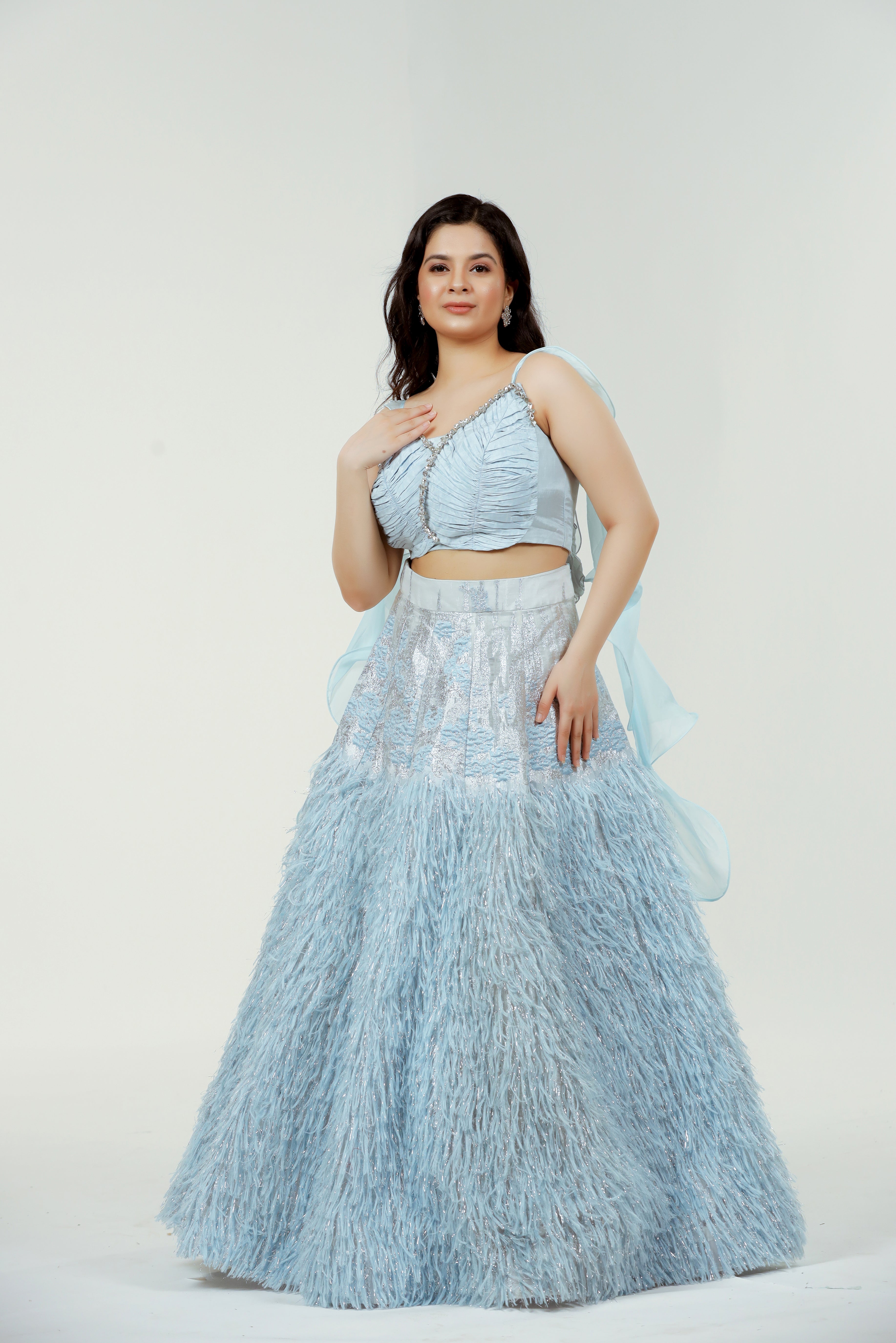 Lehenga de piel jacquard