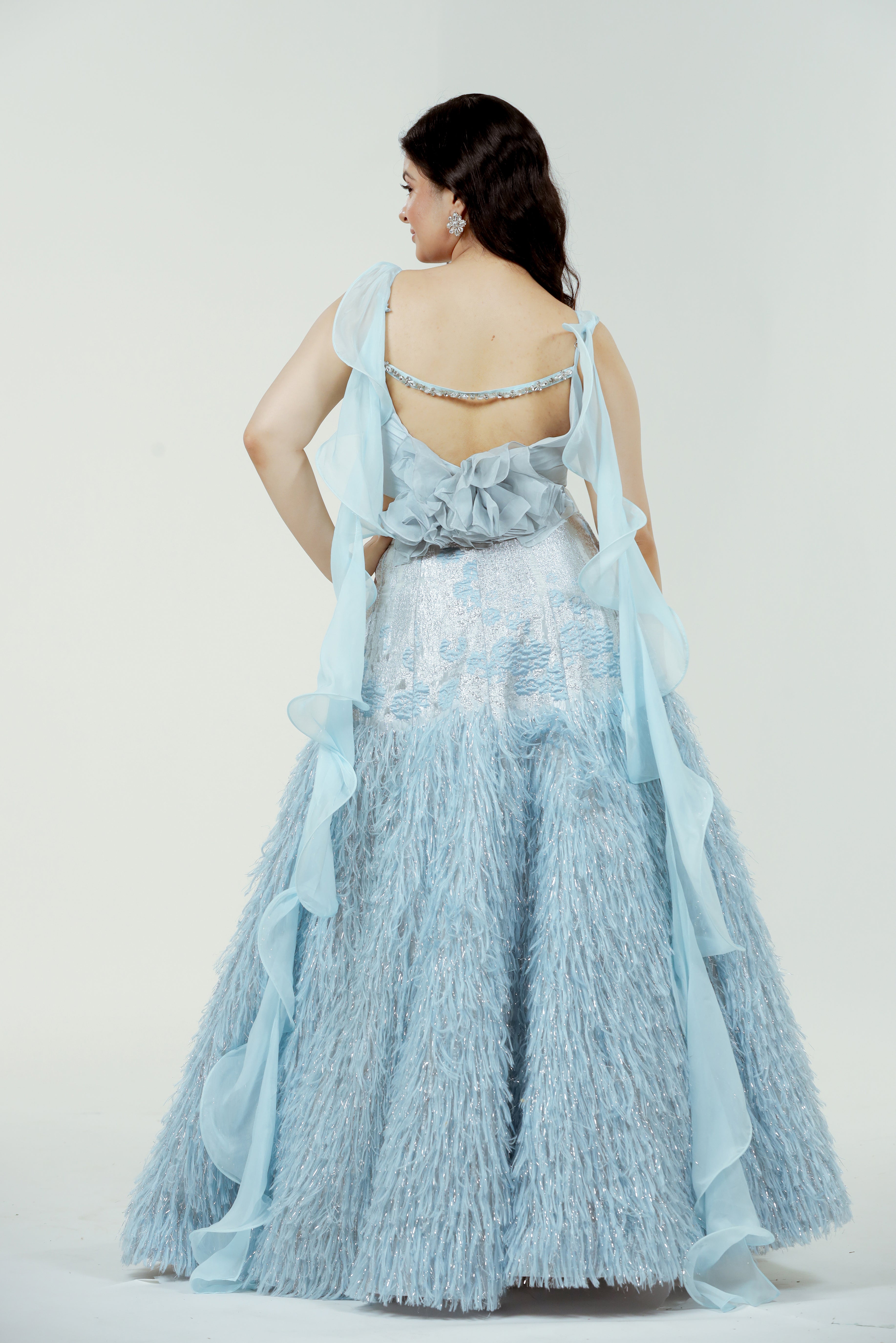 Lehenga de piel jacquard