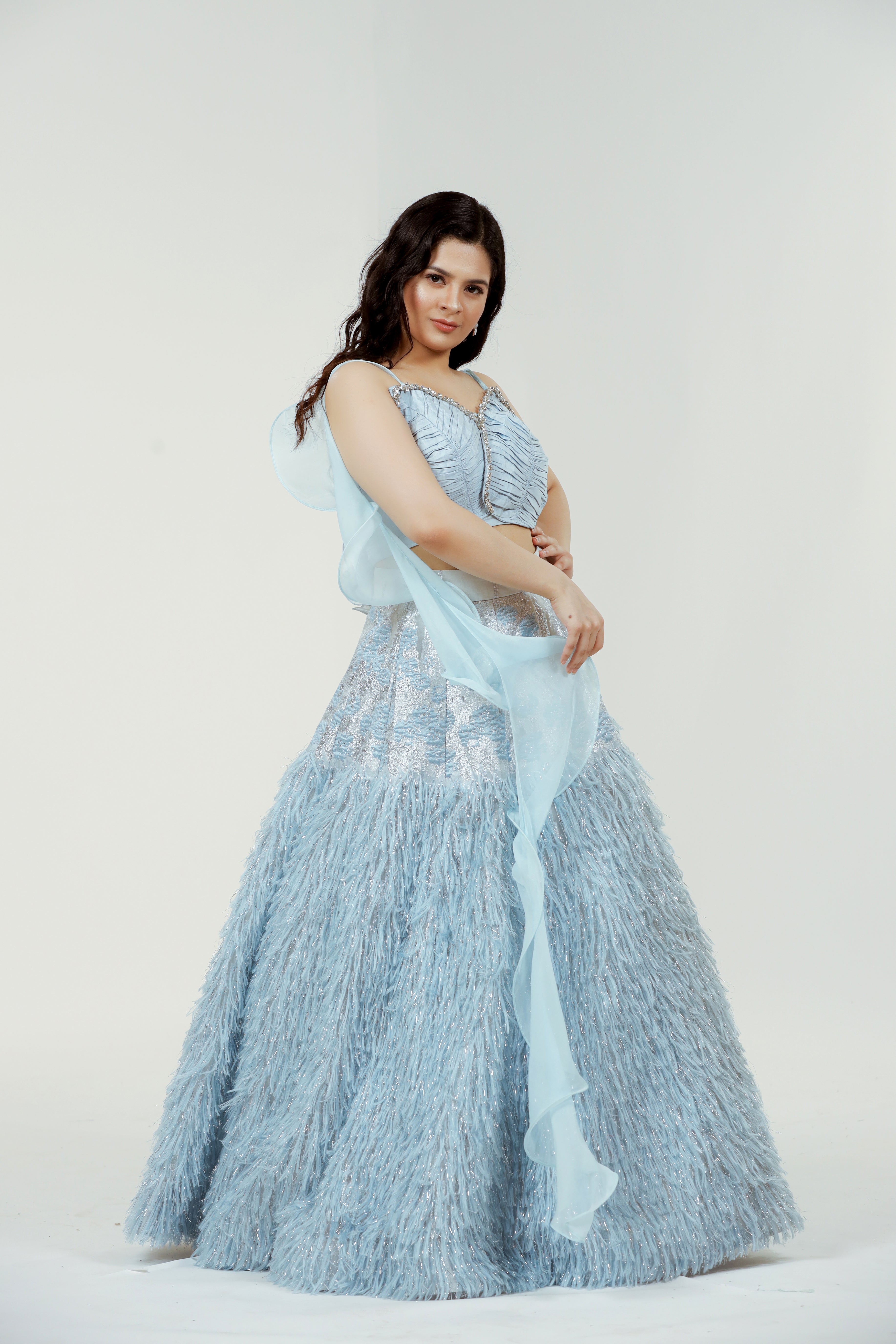 Lehenga de piel jacquard