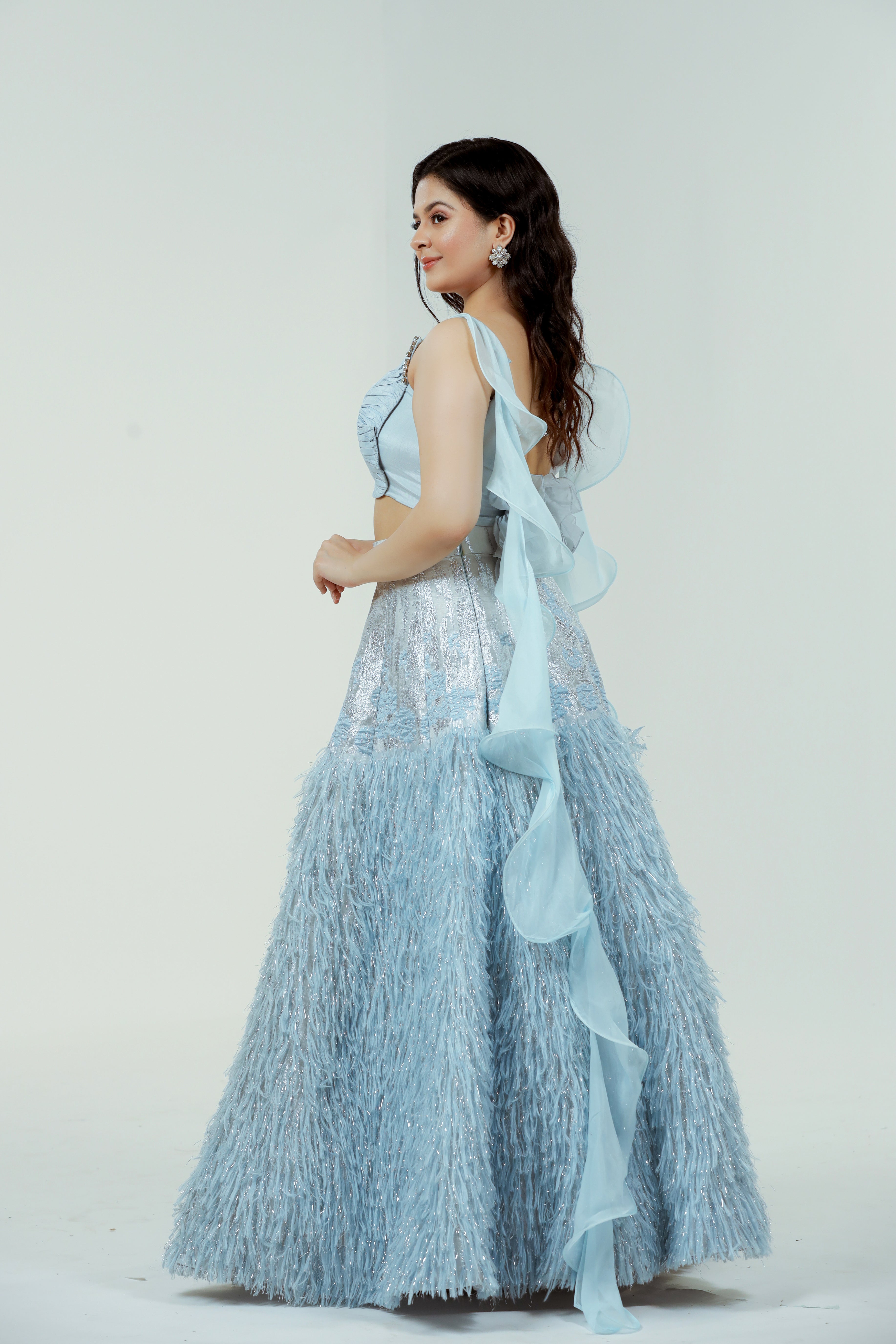 Lehenga de piel jacquard