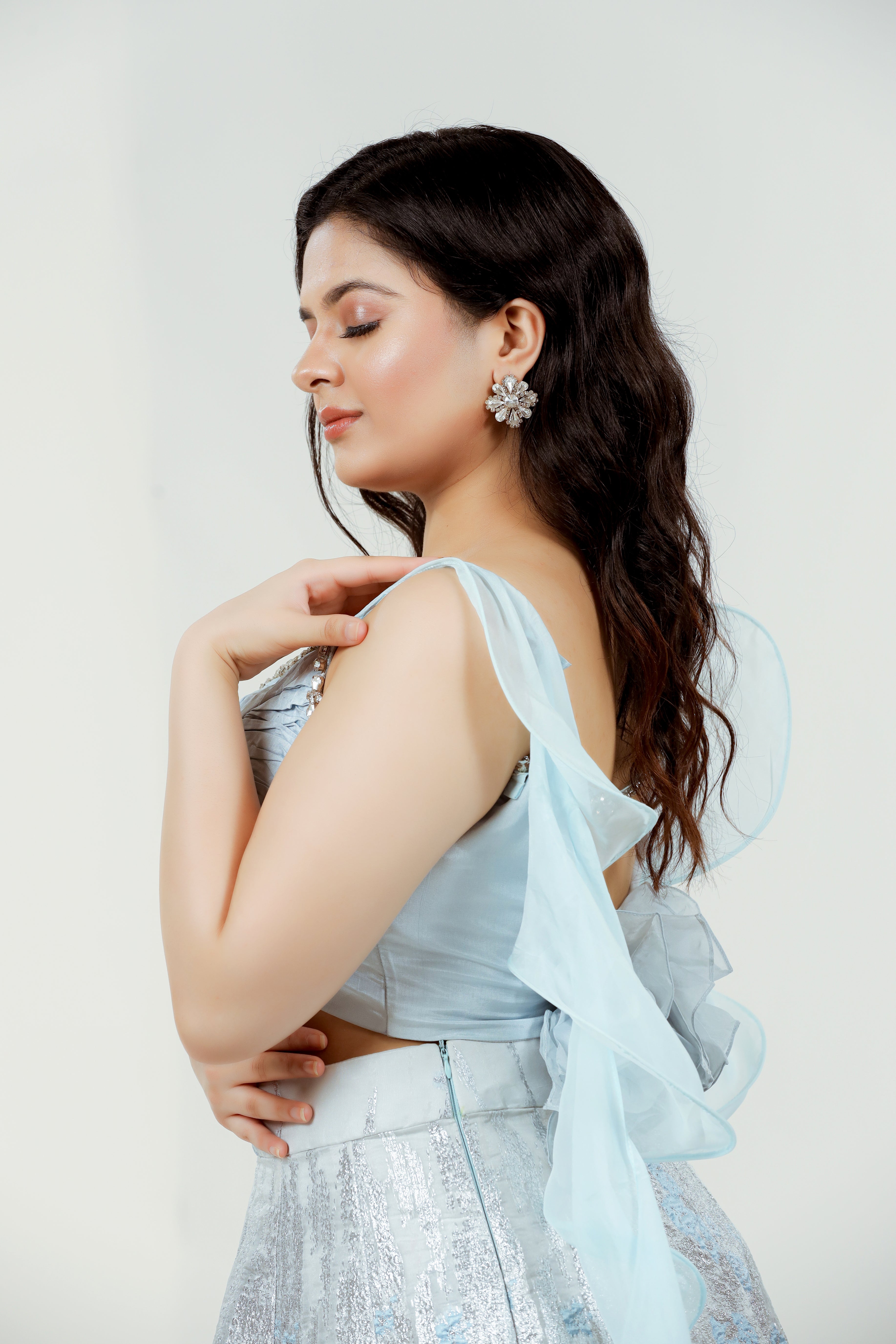 Lehenga de piel jacquard