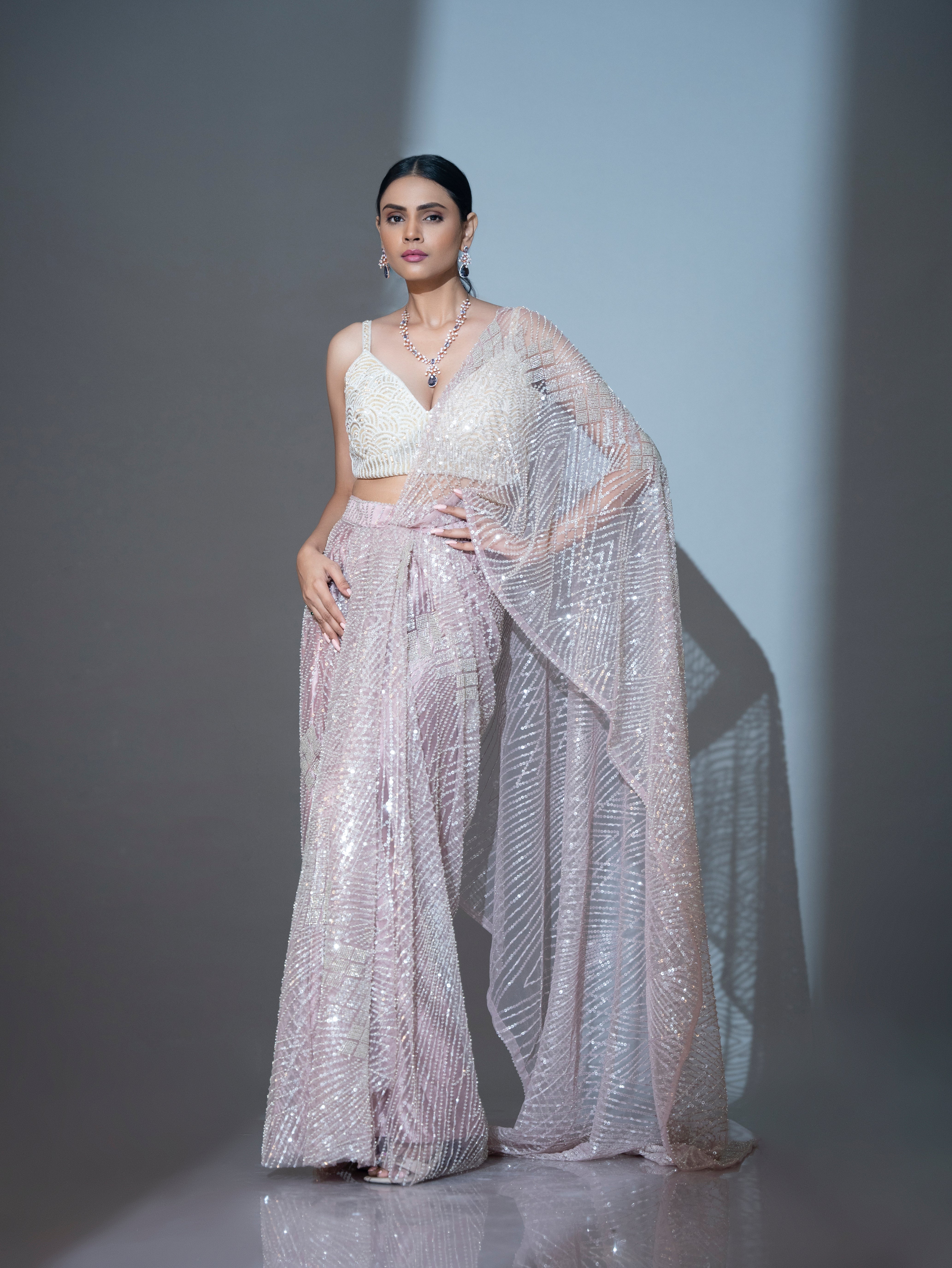 Ready To Wear Ivory Bloom Sareee