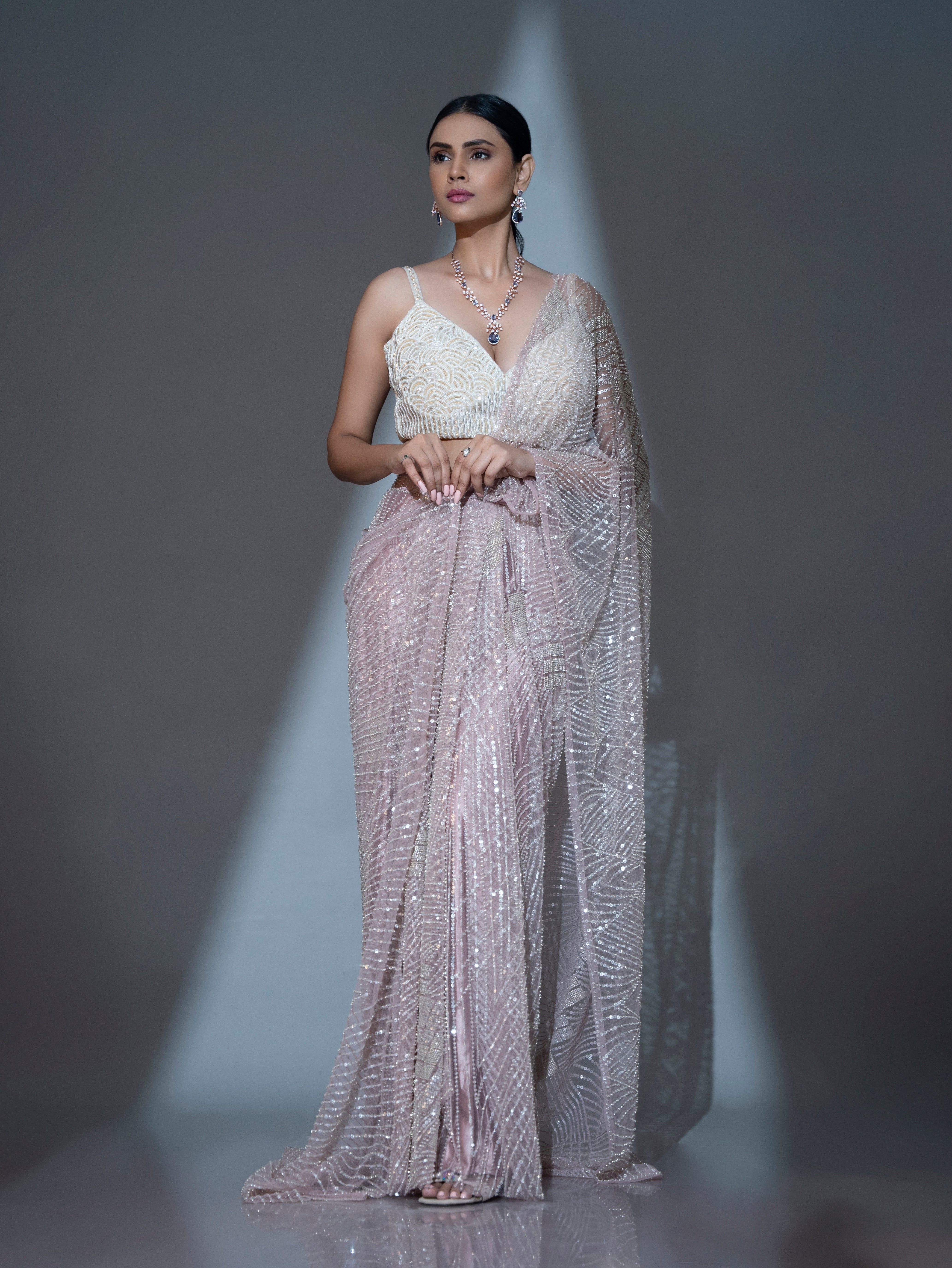 Ready To Wear Ivory Bloom Sareee