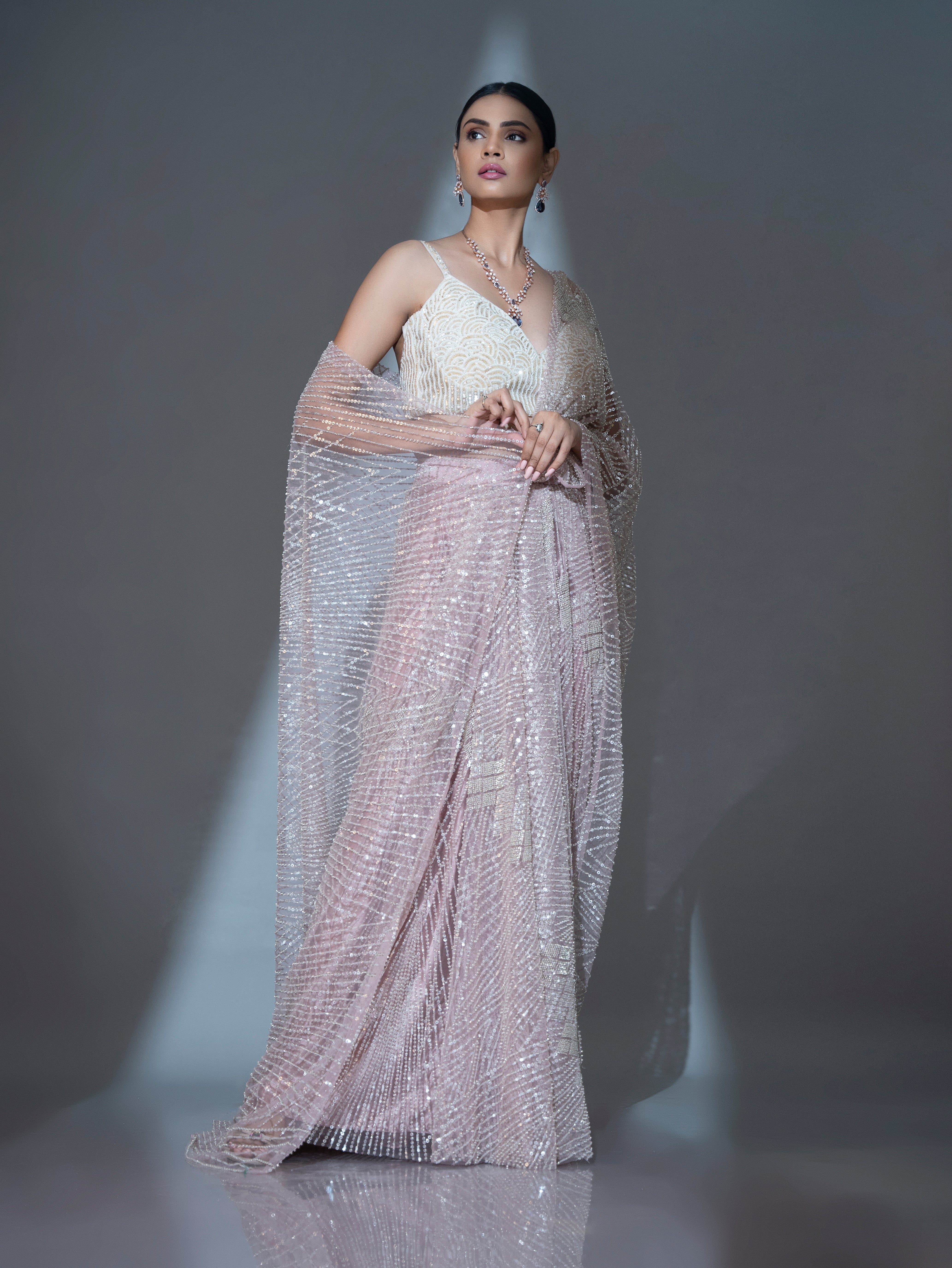 Ready To Wear Ivory Bloom Sareee