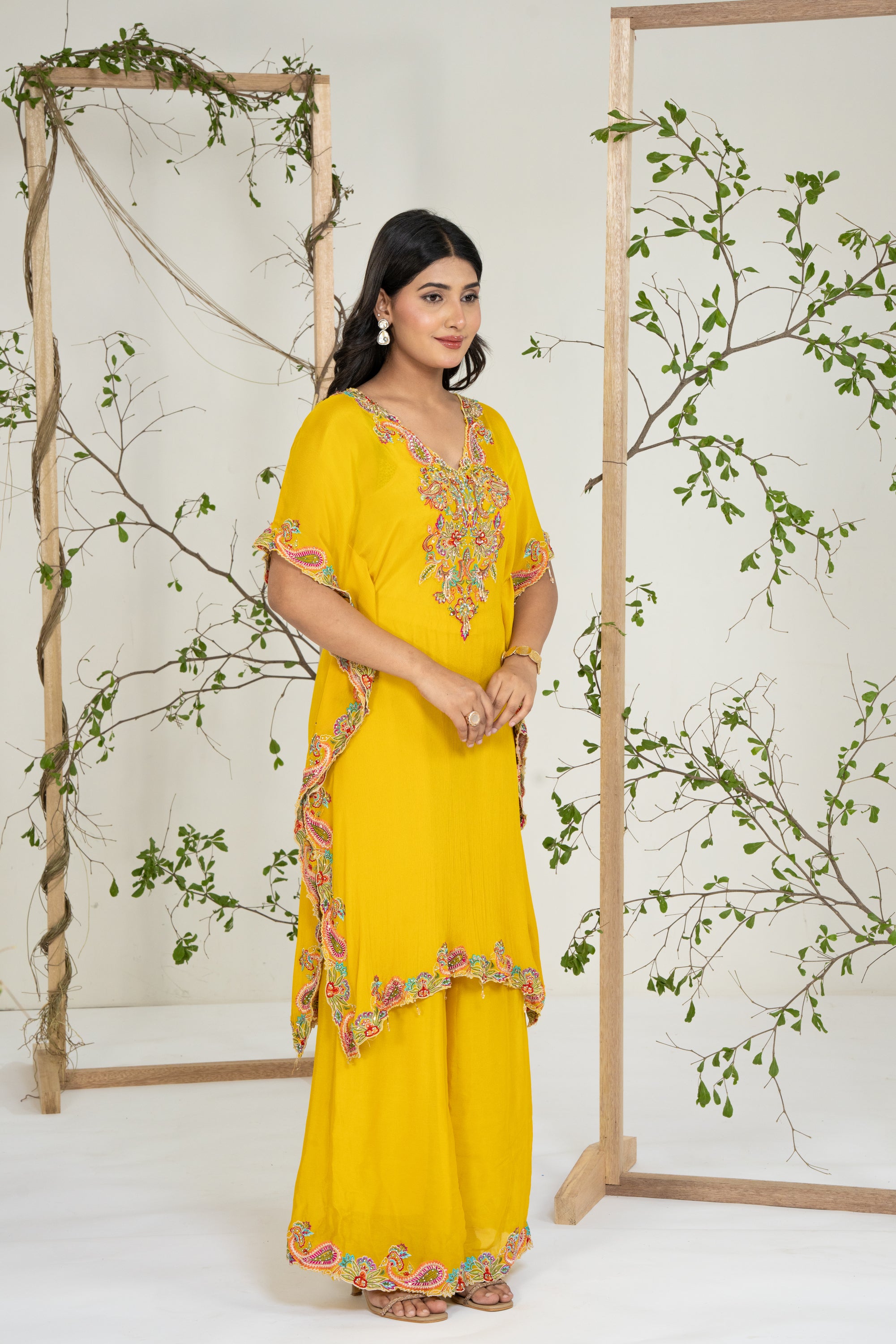 Yellow Multicolor Kaftan Set