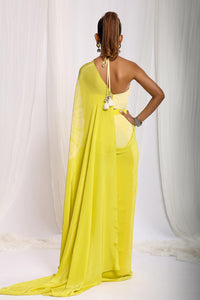 Lime Tie Dye Patch Saree