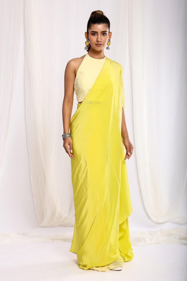 Lime Tie Dye Patch Saree