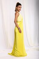 Lime Tie Dye Patch Saree