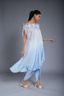 Vestido drapeado azul sombreado