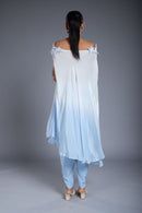 Vestido drapeado azul sombreado