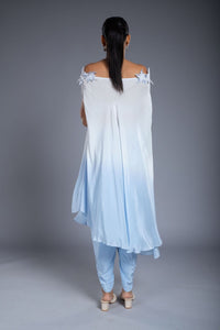 Vestido drapeado azul sombreado