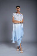 Vestido drapeado azul sombreado