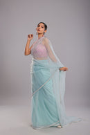 Glacial Beauty Handcrafted Saree Set