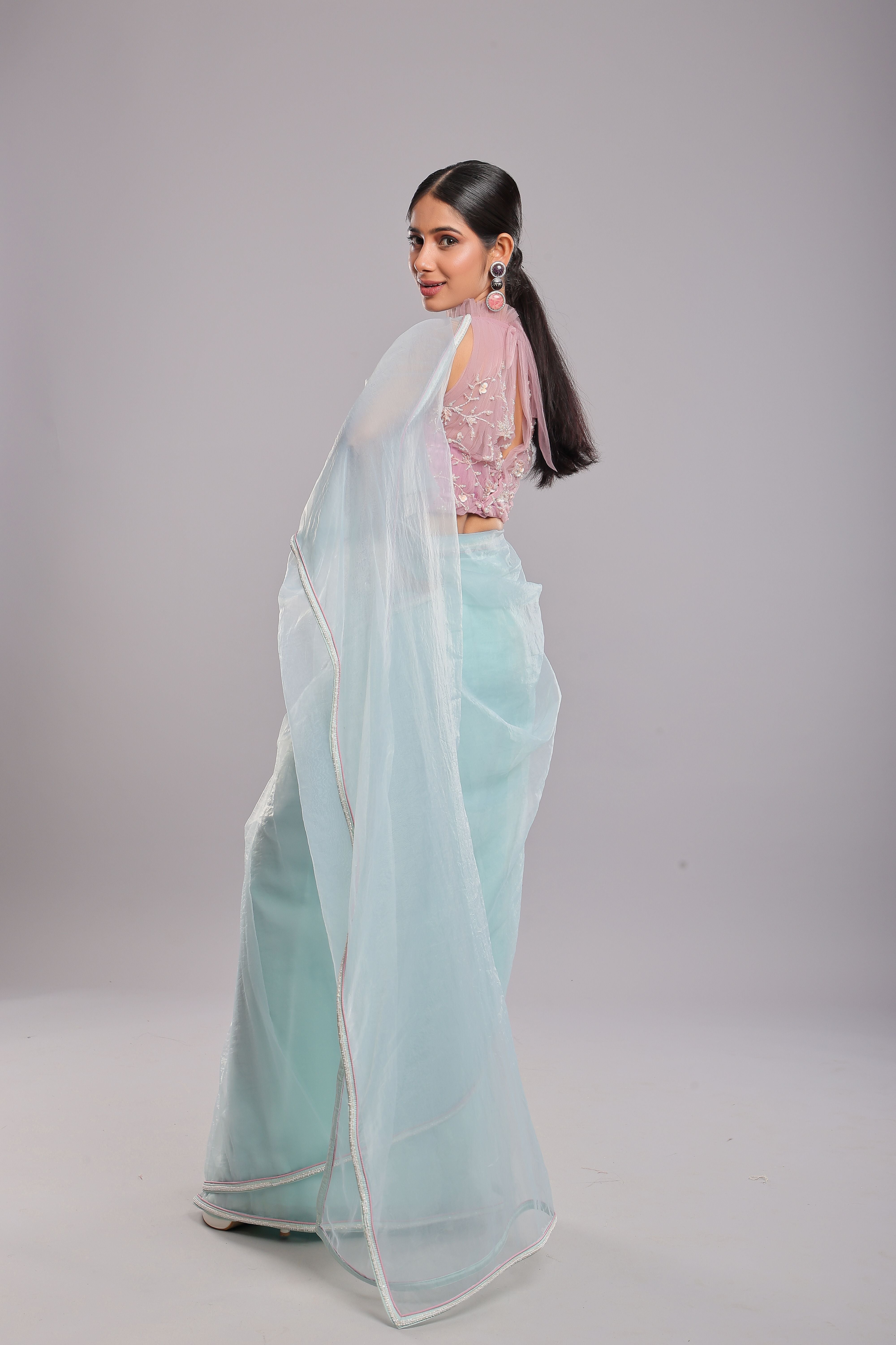 Glacial Beauty Handcrafted Saree Set