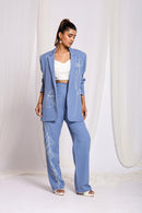 Cerulean Chic Blazer & Pant Duo