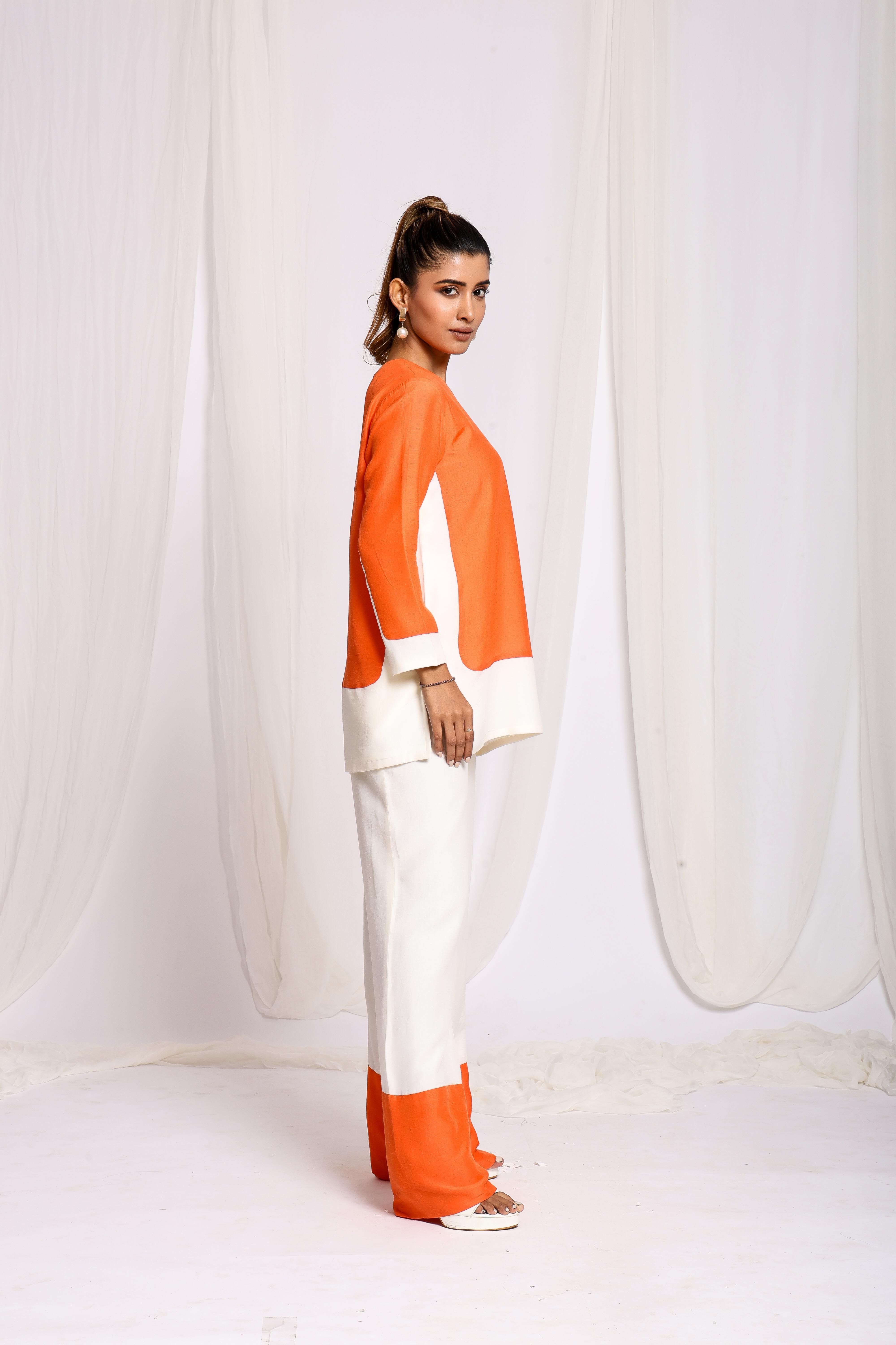 Orange and White Co-ord Set