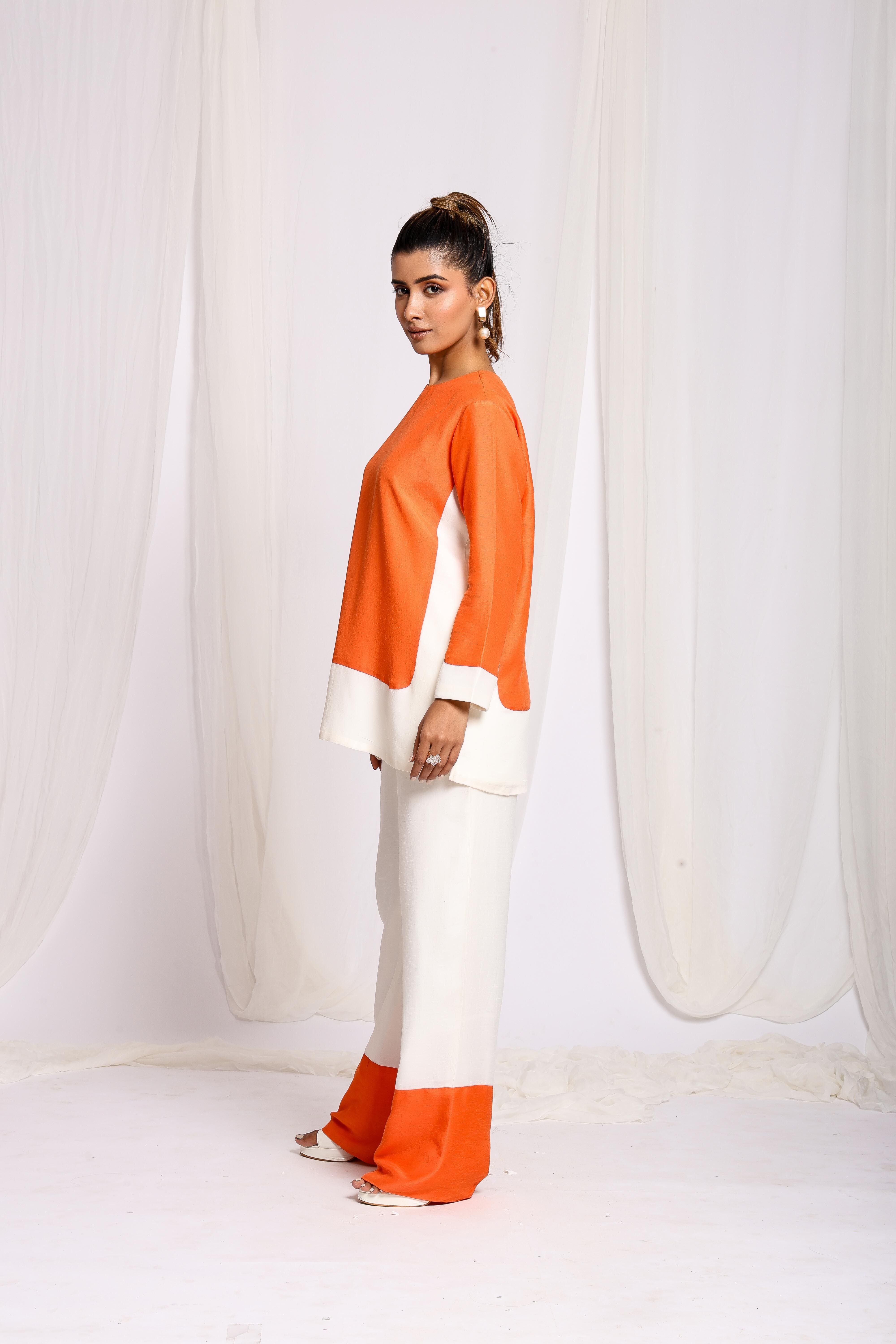 Orange and White Co-ord Set