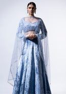 Lehenga con dije azul real