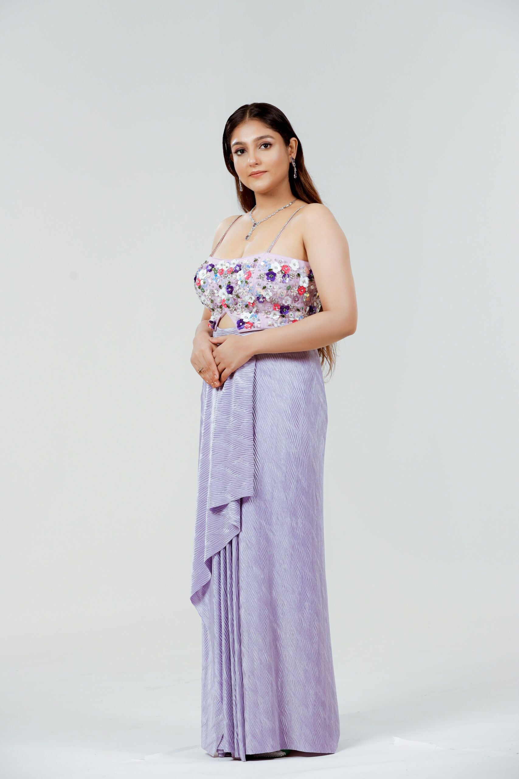 Conjunto de falda plisada lavanda
