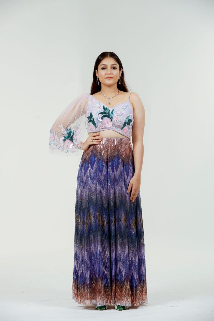 Purple Sequin Palazzo Set