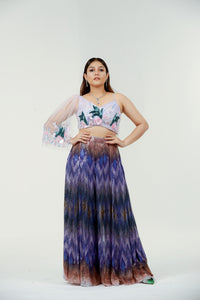 Conjunto Palazzo con lentejuelas moradas