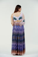 Conjunto Palazzo con lentejuelas moradas