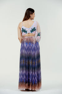 Conjunto Palazzo con lentejuelas moradas