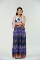 Conjunto Palazzo con lentejuelas moradas