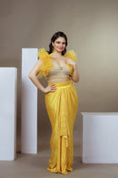 Conjunto de lehenga drapeado con efecto sol