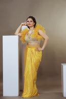 Conjunto de lehenga drapeado con efecto sol