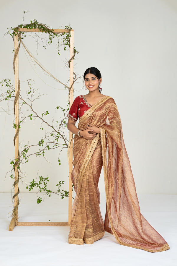 Copper Gold Saree