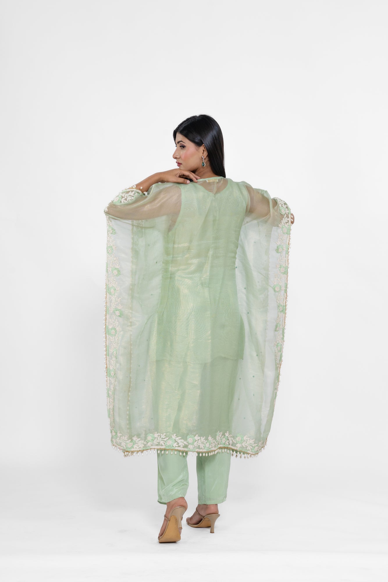 Green Thread Kaftan Set