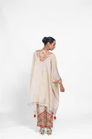 Golden Tissue Kaftan Set with Pants