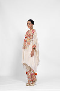 Golden Tissue Kaftan Set with Pants