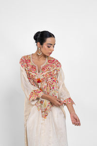 Golden Tissue Kaftan Set with Pants