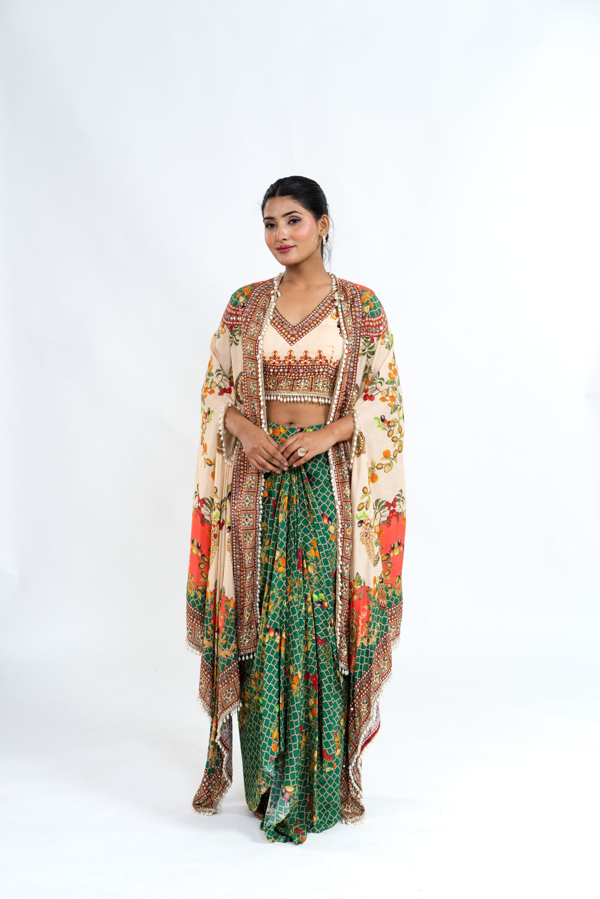 Three Piece Printed Green Set