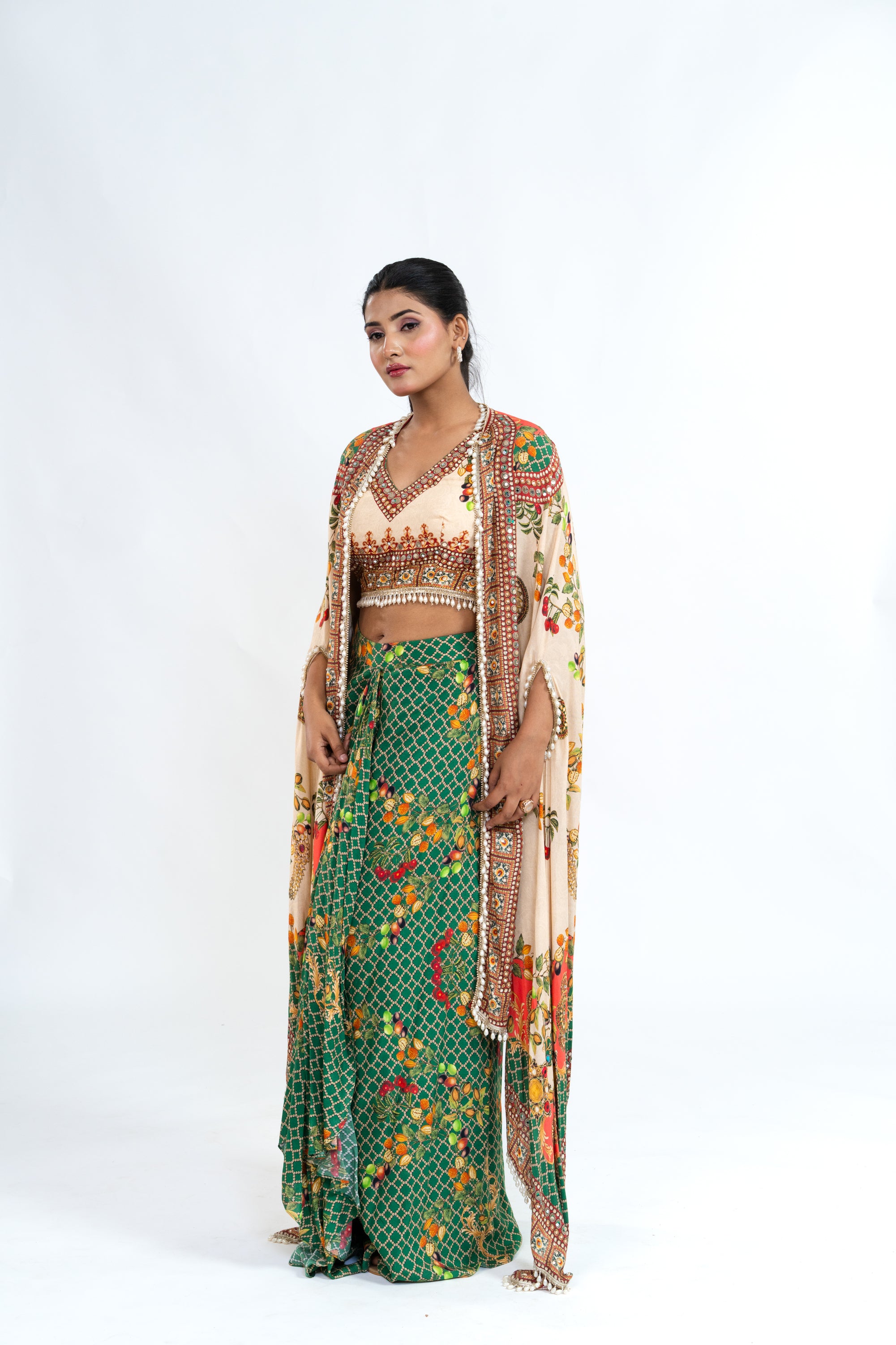 Three Piece Printed Green Set