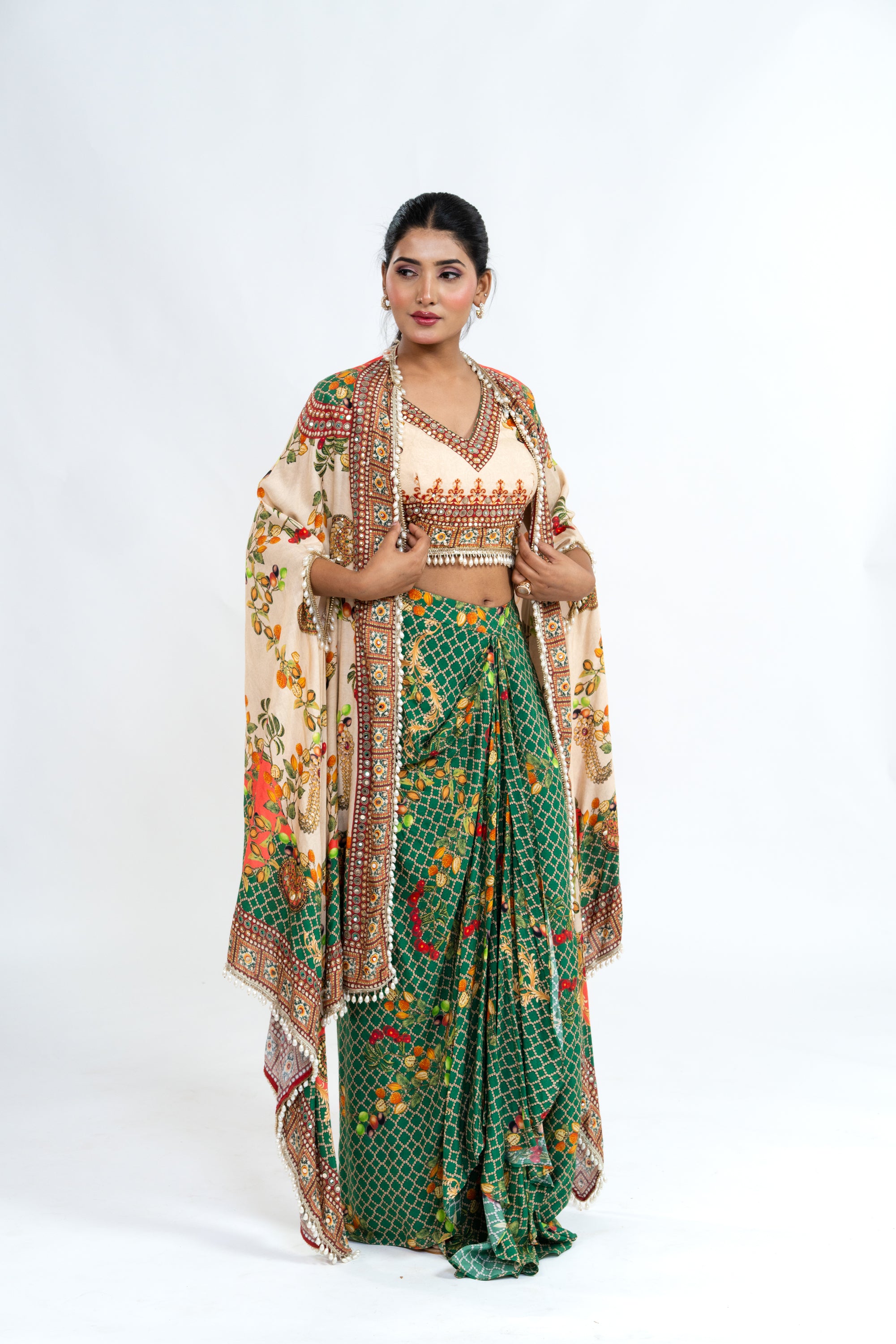 Three Piece Printed Green Set