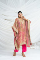Multicolor Stripes Pattern Kaftan Set Pink