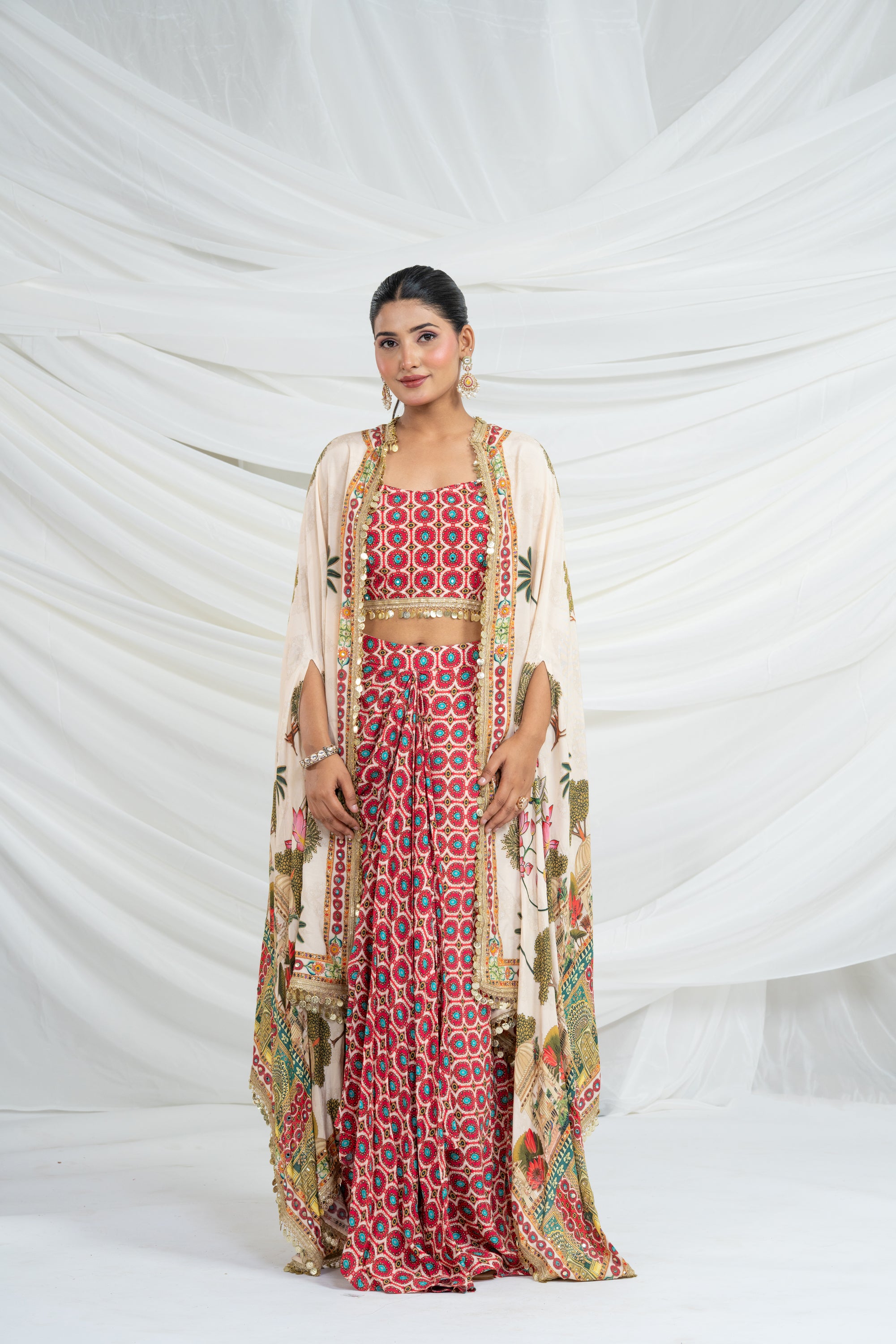 Red Three Piece Printed Set